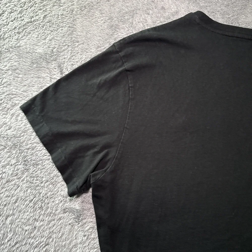 Polo Ralph Lauren Men's Large Short Sleeve V Neck Black Cotton T Shirt Red Pony
